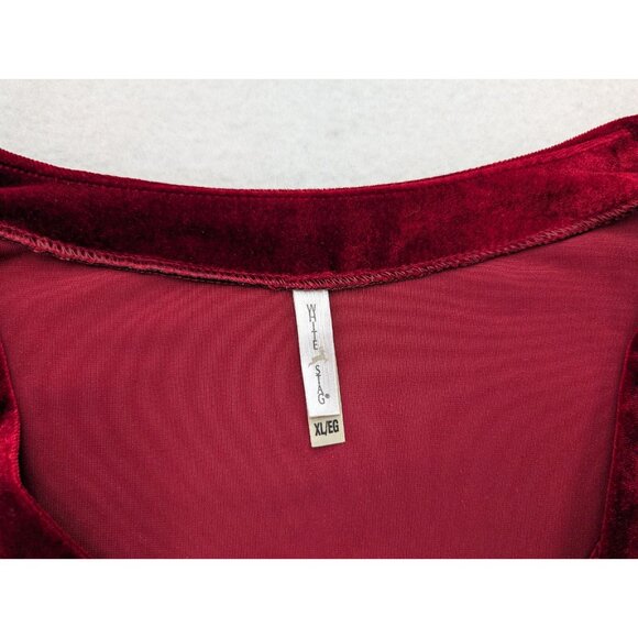White Stag Women's Top Size XL Red Velour Velvet Textured 2-For Goth Romantic - Picture 6 of 16
